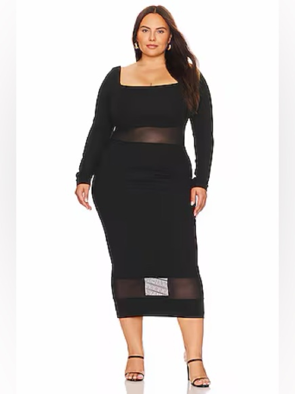 REVOLVE Remi x Revolve Jamie Midi Black Long Sleeve Midi Dress 2X